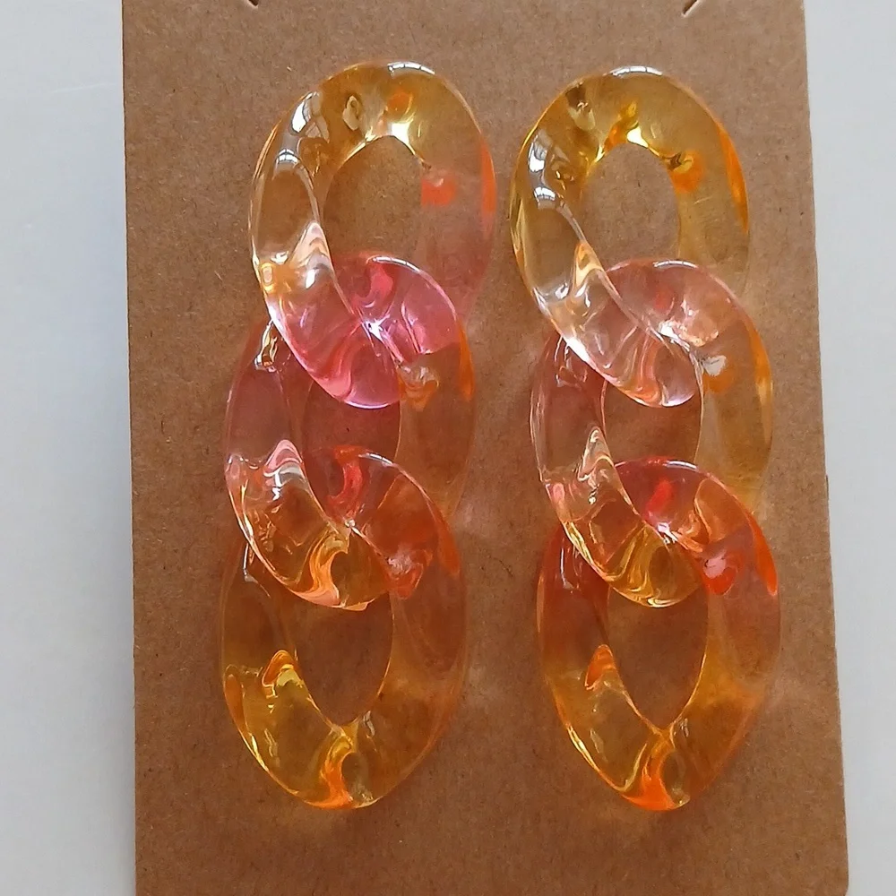Fashion Jewelry Pink and Orange Earrings - Picture 3 of 4